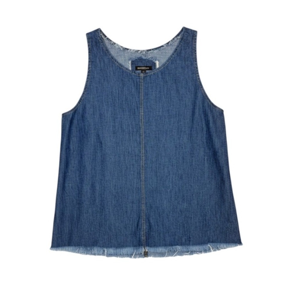 Susanne Bommer Sleeveless Denim Top Frayed Hem Medium 40 - Picture 8 of 8